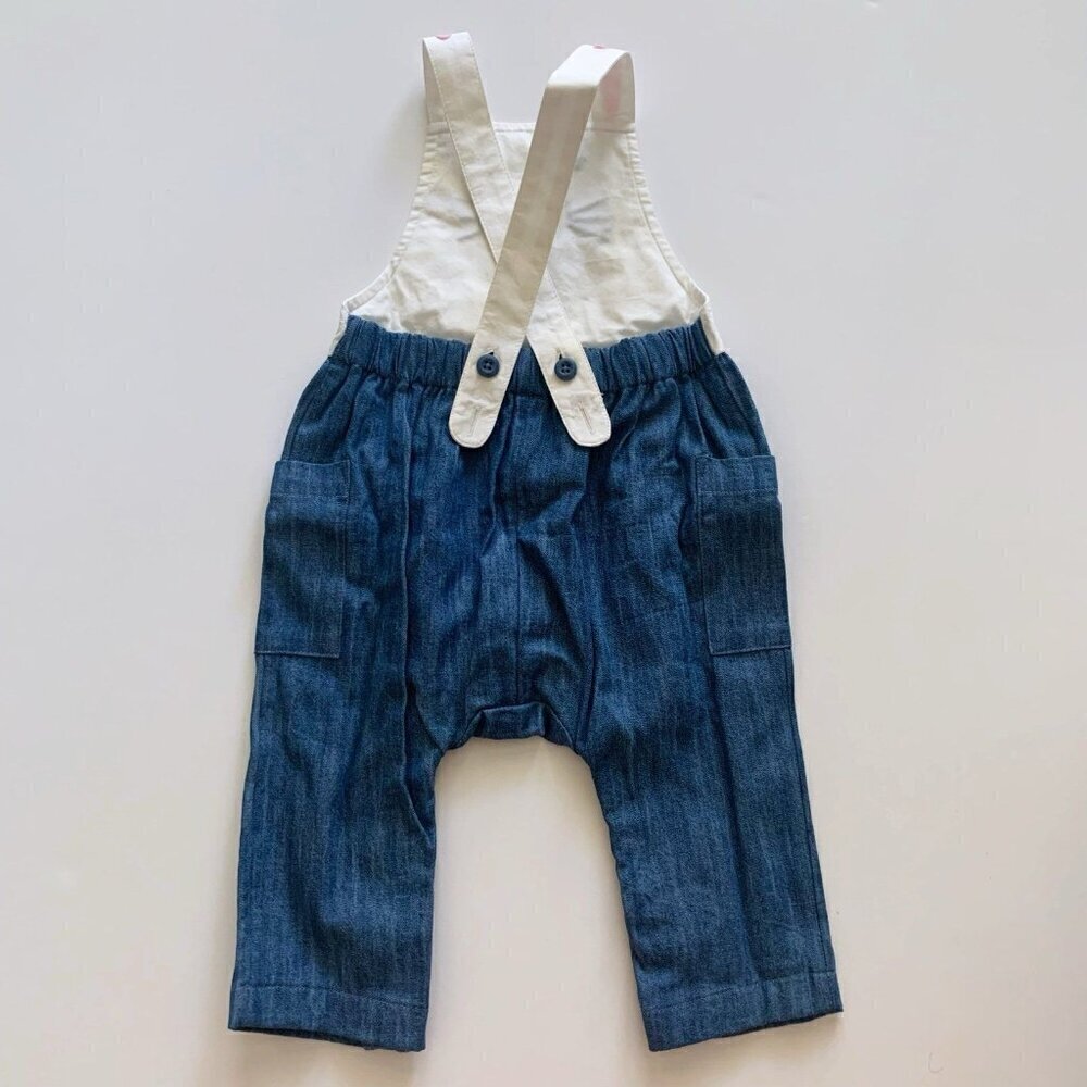 NEW Hanna Andersson Baby Bunny Embroidered Overalls 6-12 months 70 Cm - Picture 4 of 7